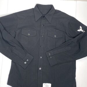 U.S.Navy Button Front Long Sleeve Black Shirt Sz L/XL